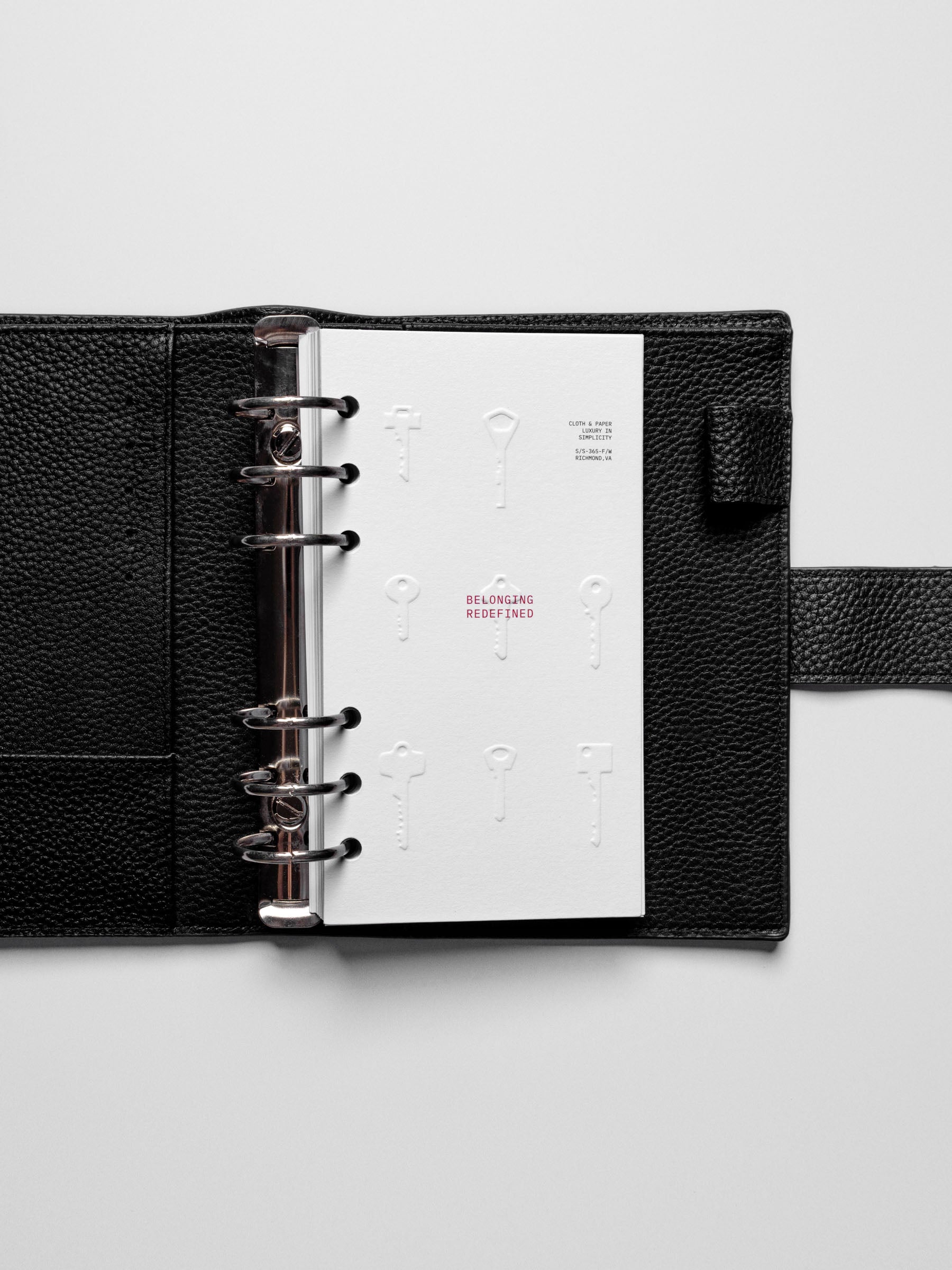 The Access Key Dashboard in a black Personal ring-bound planner