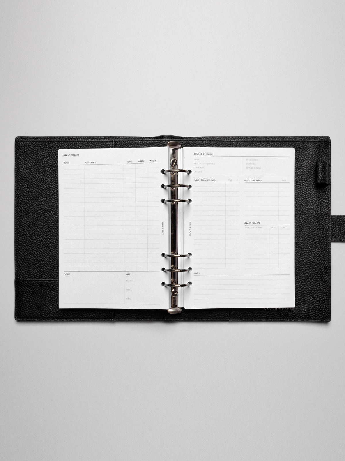 Insert in use inside a leather planner.