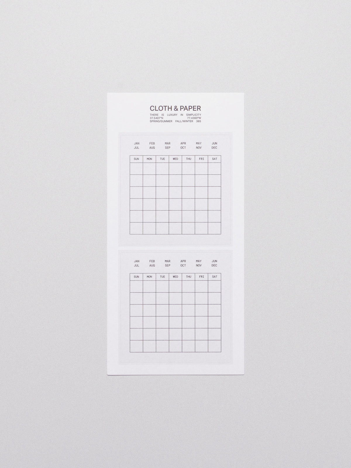 Calendar stickers displayed on a neutral background.