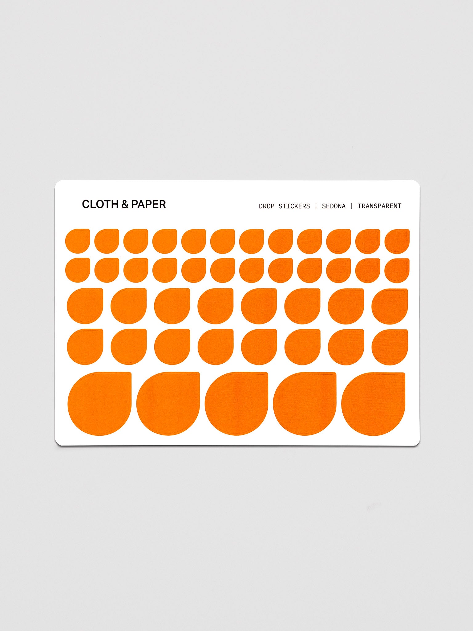 One sheet of Transparent Drop Stickers | Sedona (Orange)