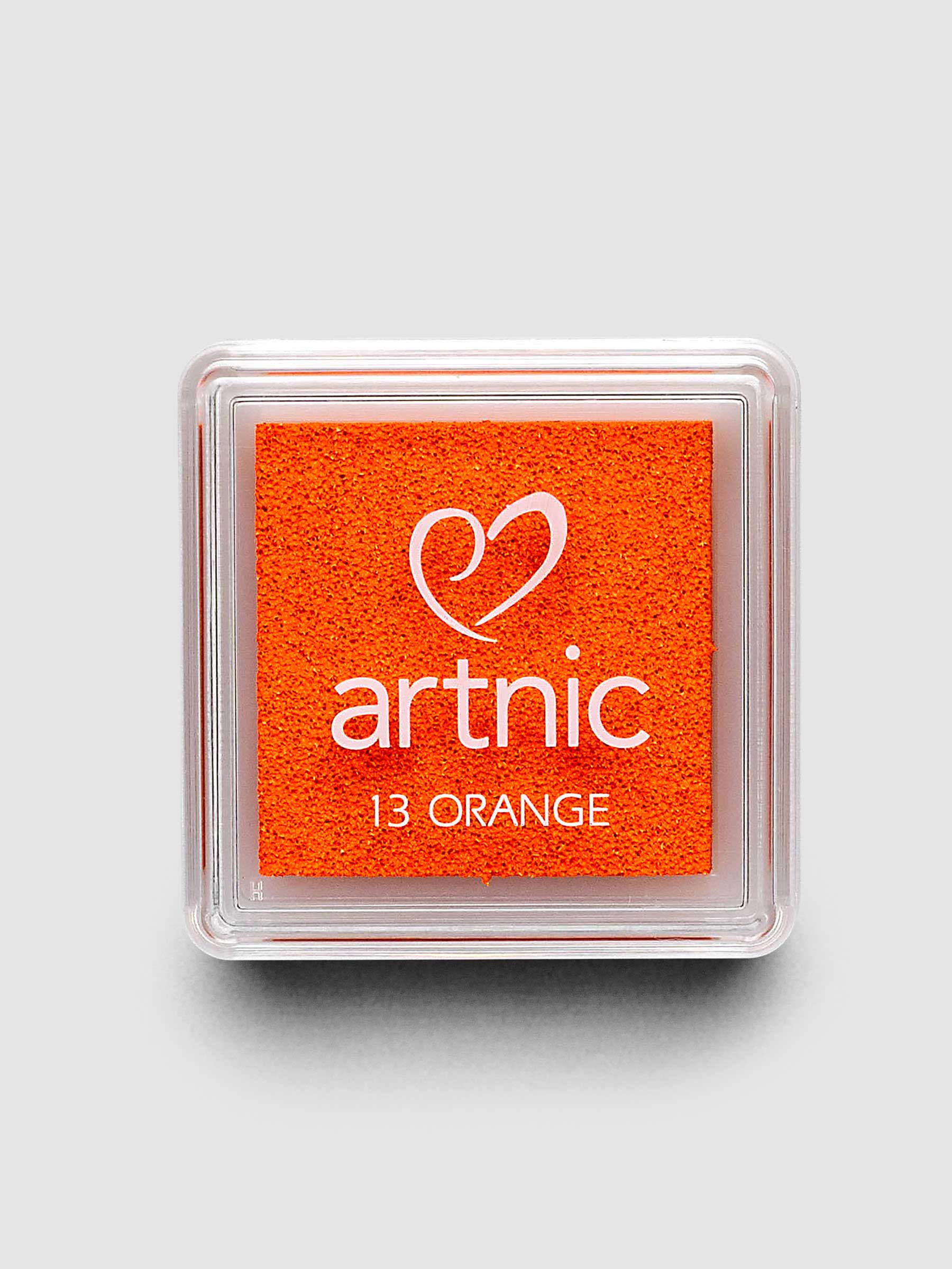 Artnic Stamp Ink Pad in orange seen from above with cover on