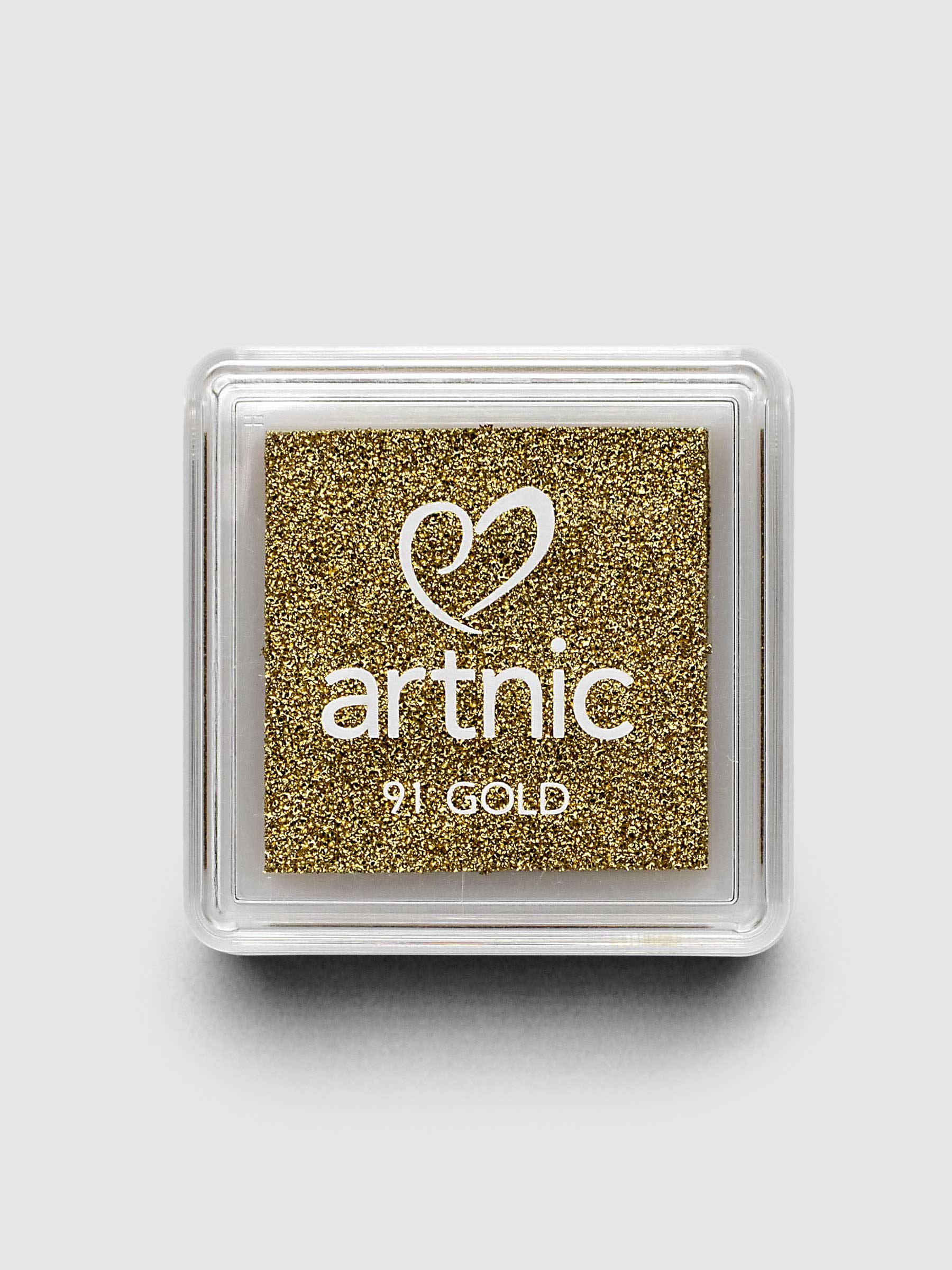 Artnic Stamp Ink Pad in gold seen from above with cover on