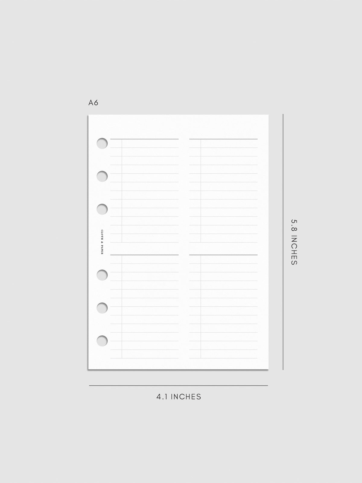 Digital mockup of insert in A6.