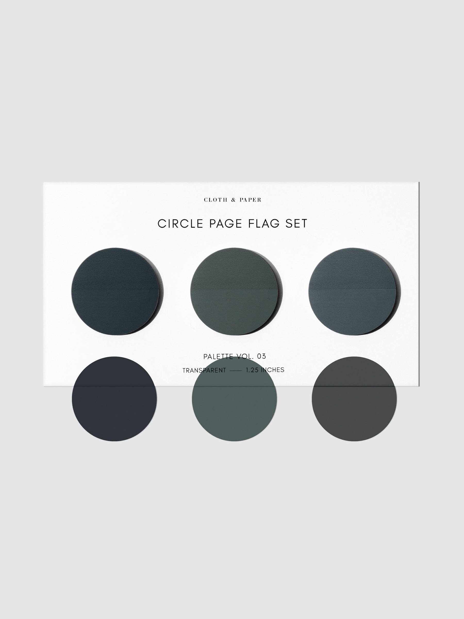 Page flags on their backing with one page flag of each color stuck to the bottom of the backing.