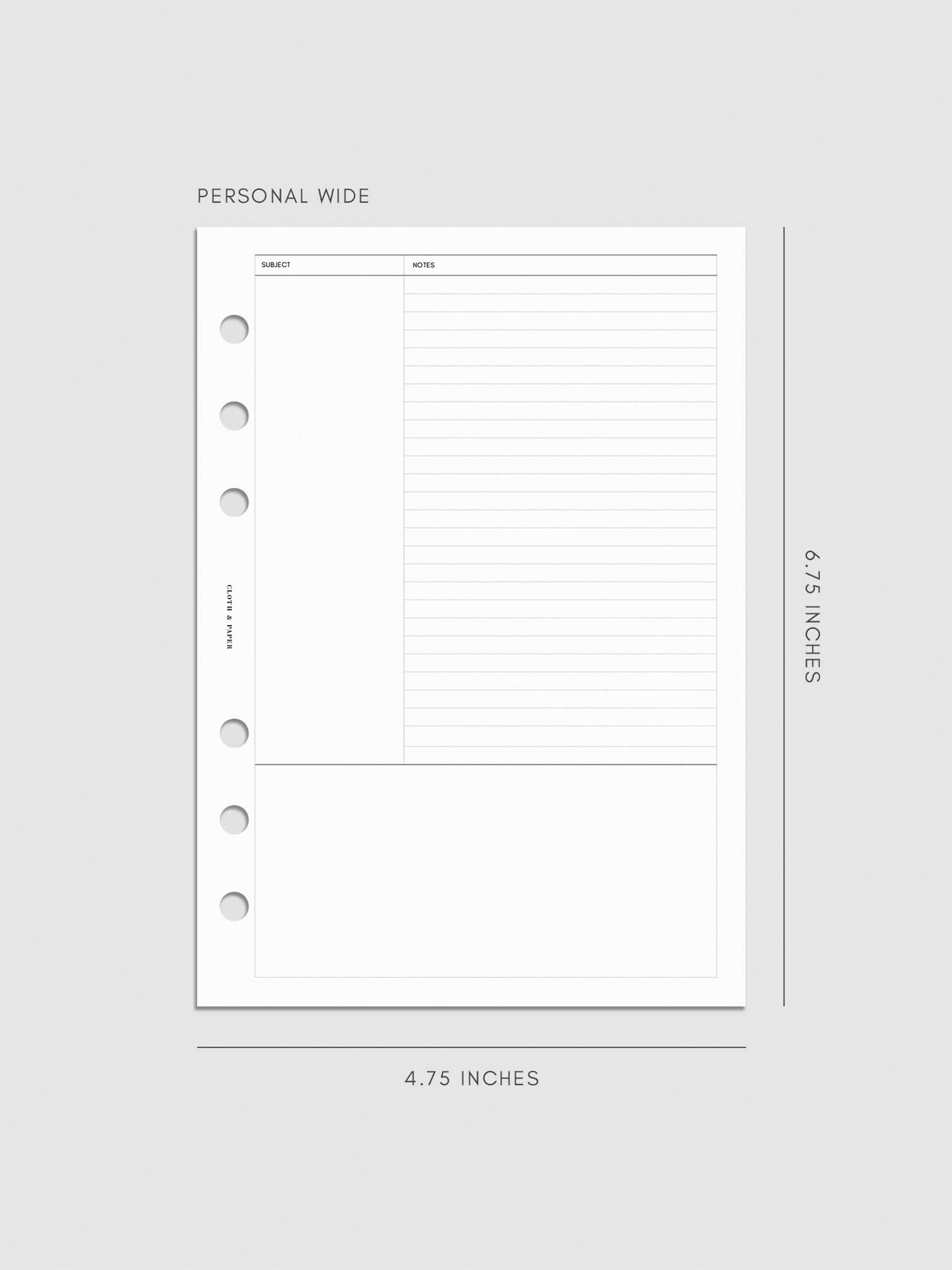 Digital mockup of insert in Personal Wide.