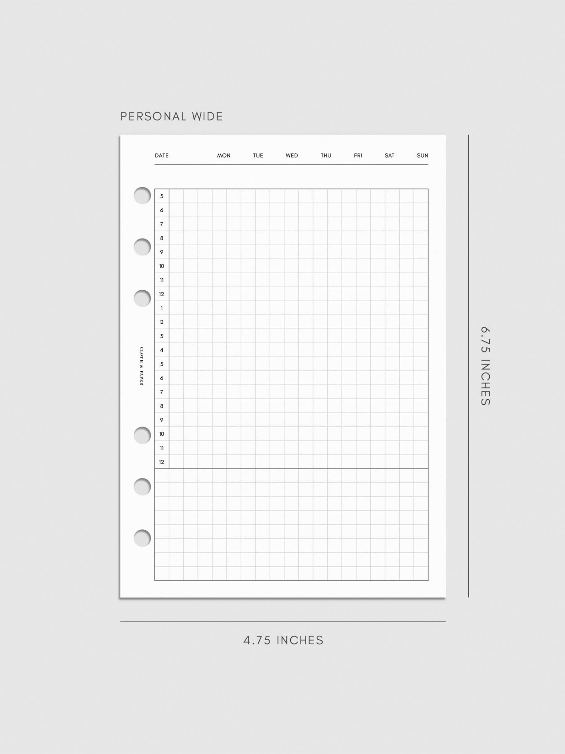Digital mockup of insert in Personal Wide. 