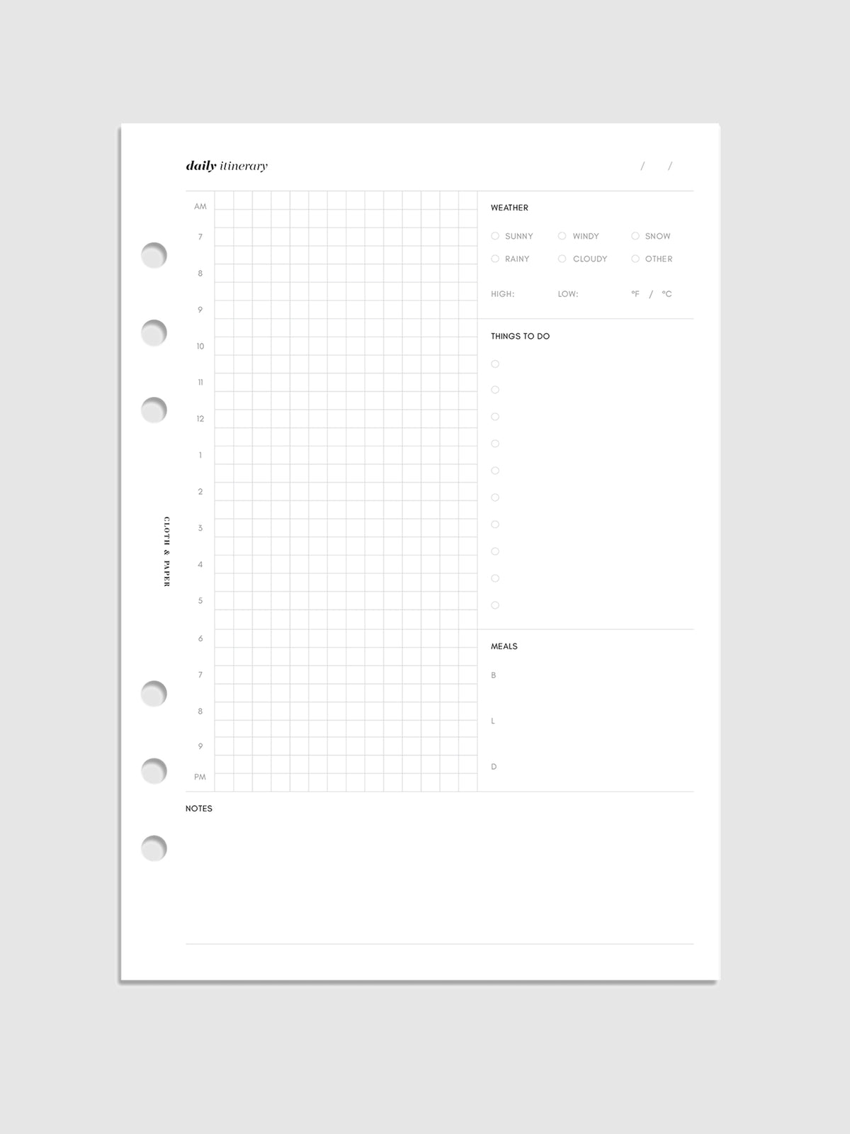 Daily Itinerary Inserts