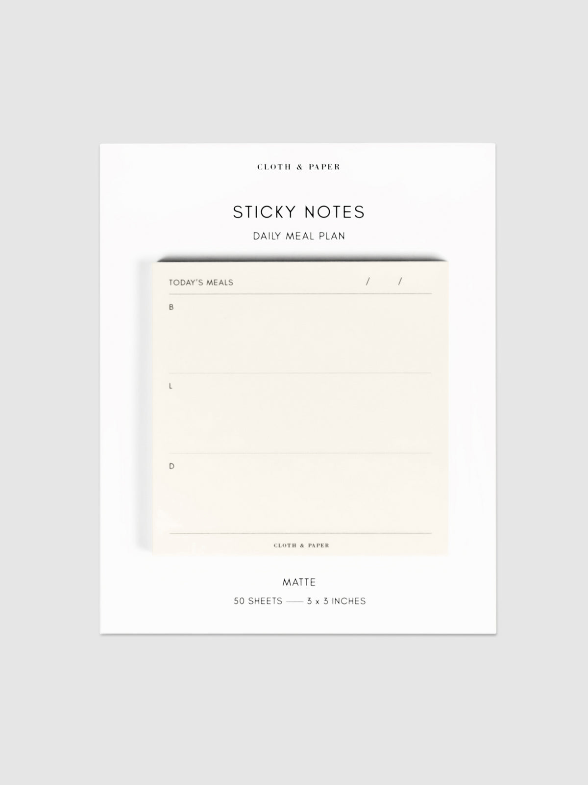 Daily Meal Plan Sticky Notes on their backing, against a neutral background.