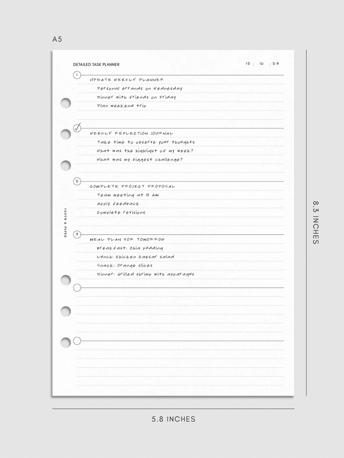 Digital mockup of insert in A5.