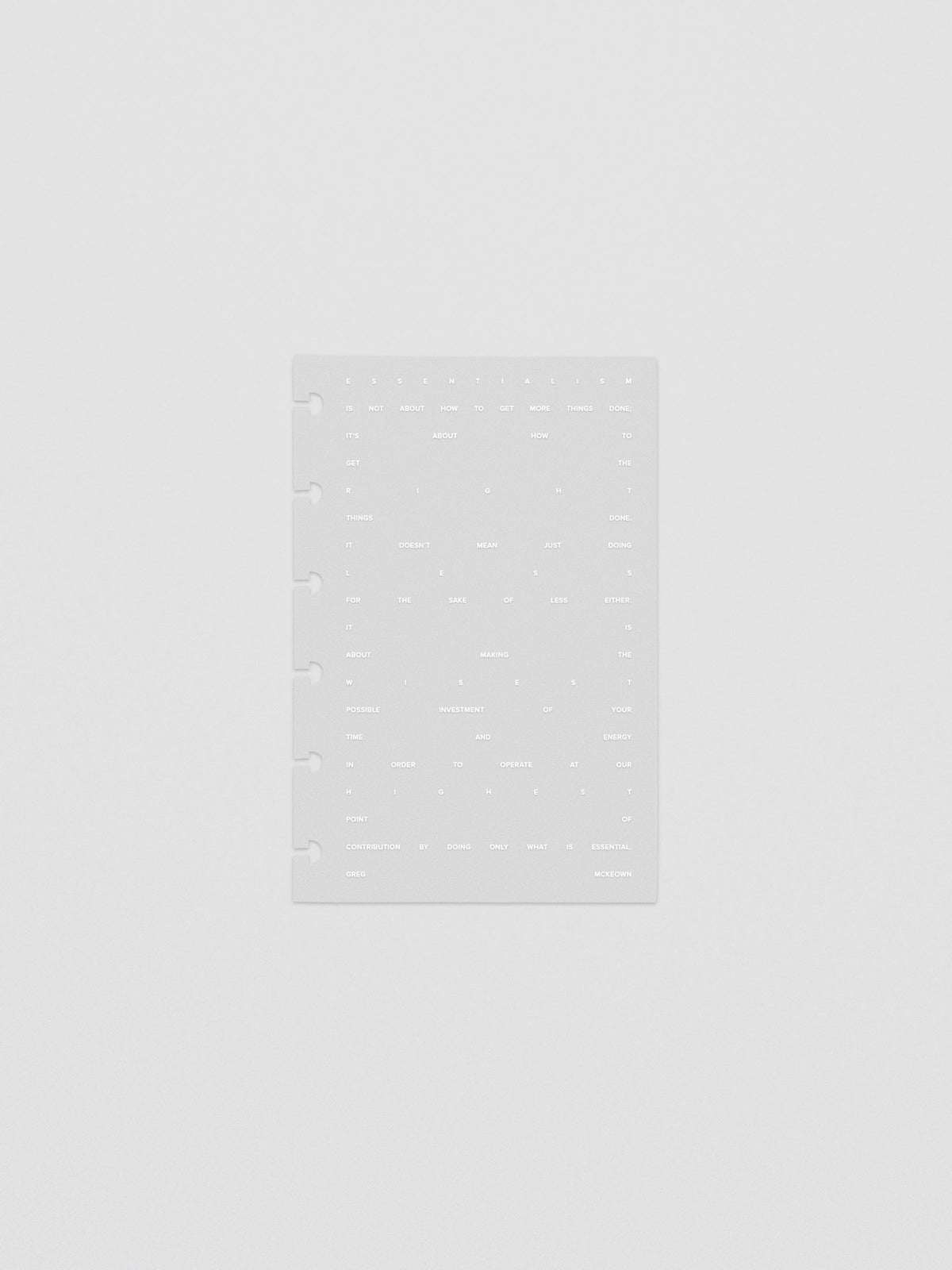 Essentialism Dashboard Duo reading "moins mai mieux" in size CP Petite; transparent layer only.