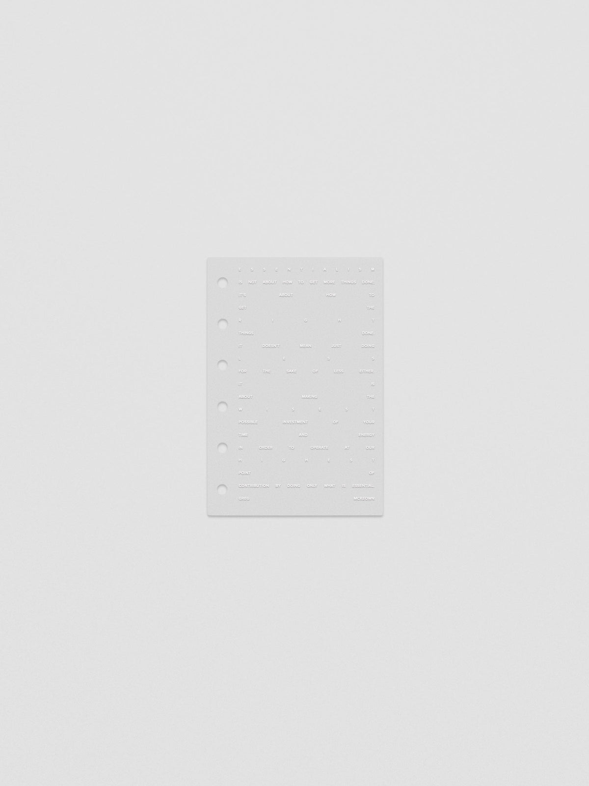 Essentialism Dashboard Duo reading "moins mai mieux" in size Pocket; transparent layer only.
