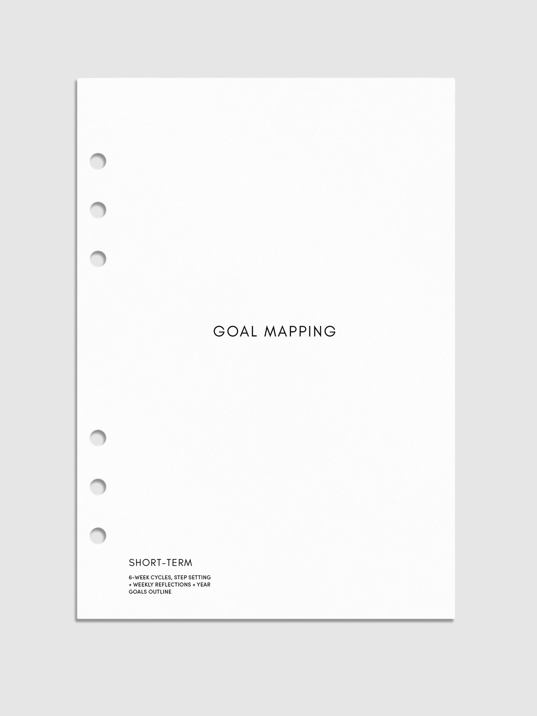 Goal Mapping Inserts, Refreshed Edition, A5, Cloth and Paper. Digital mockup of insert in A5.