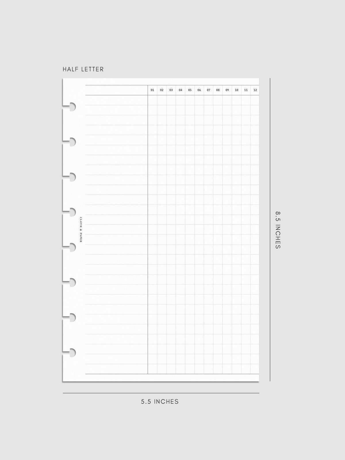 Digital mockup of Habit Fold Out Planner Insert in Half Letter