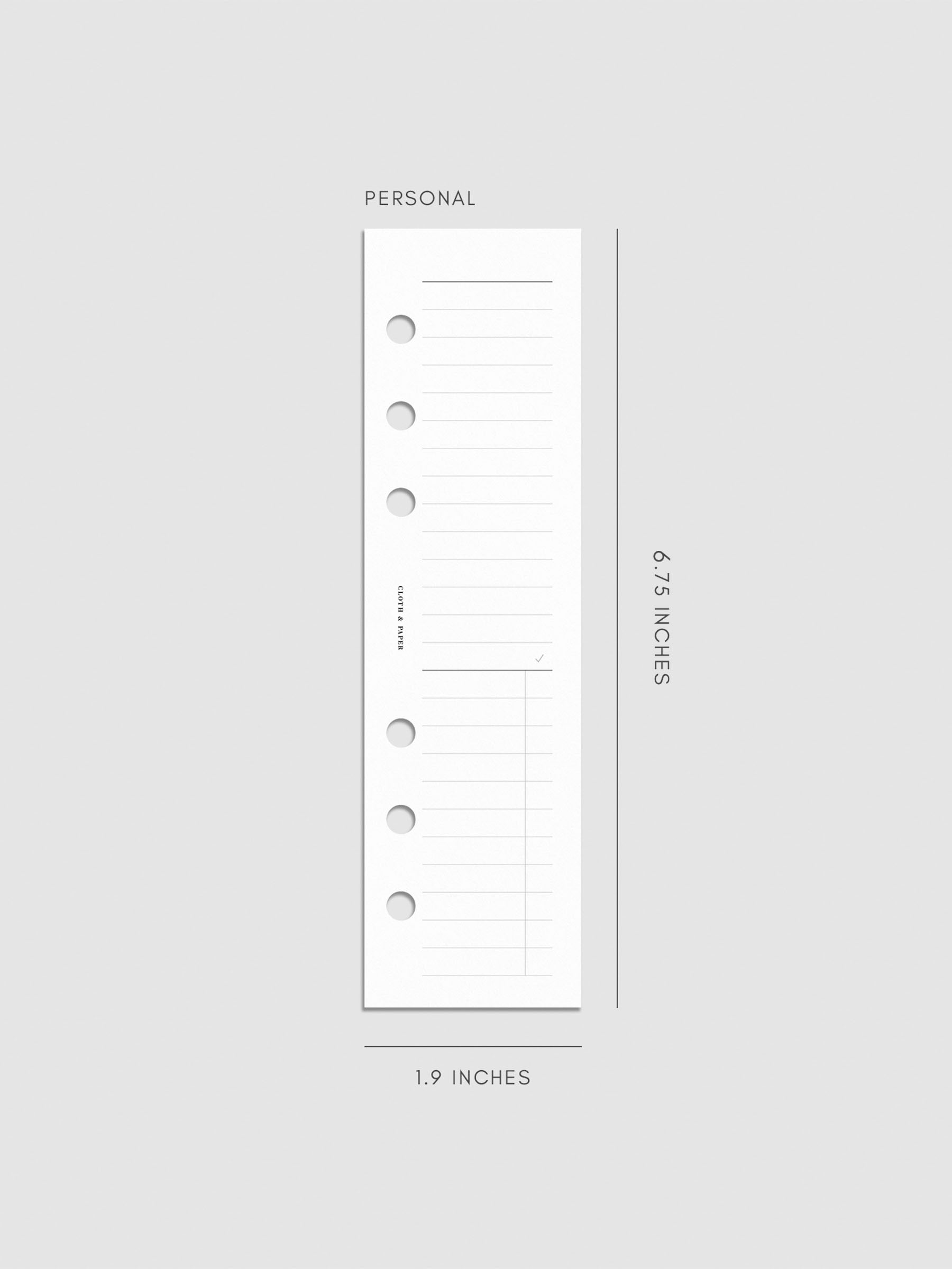 Digital mockup of insert on a neutral background. Size shown is Personal.