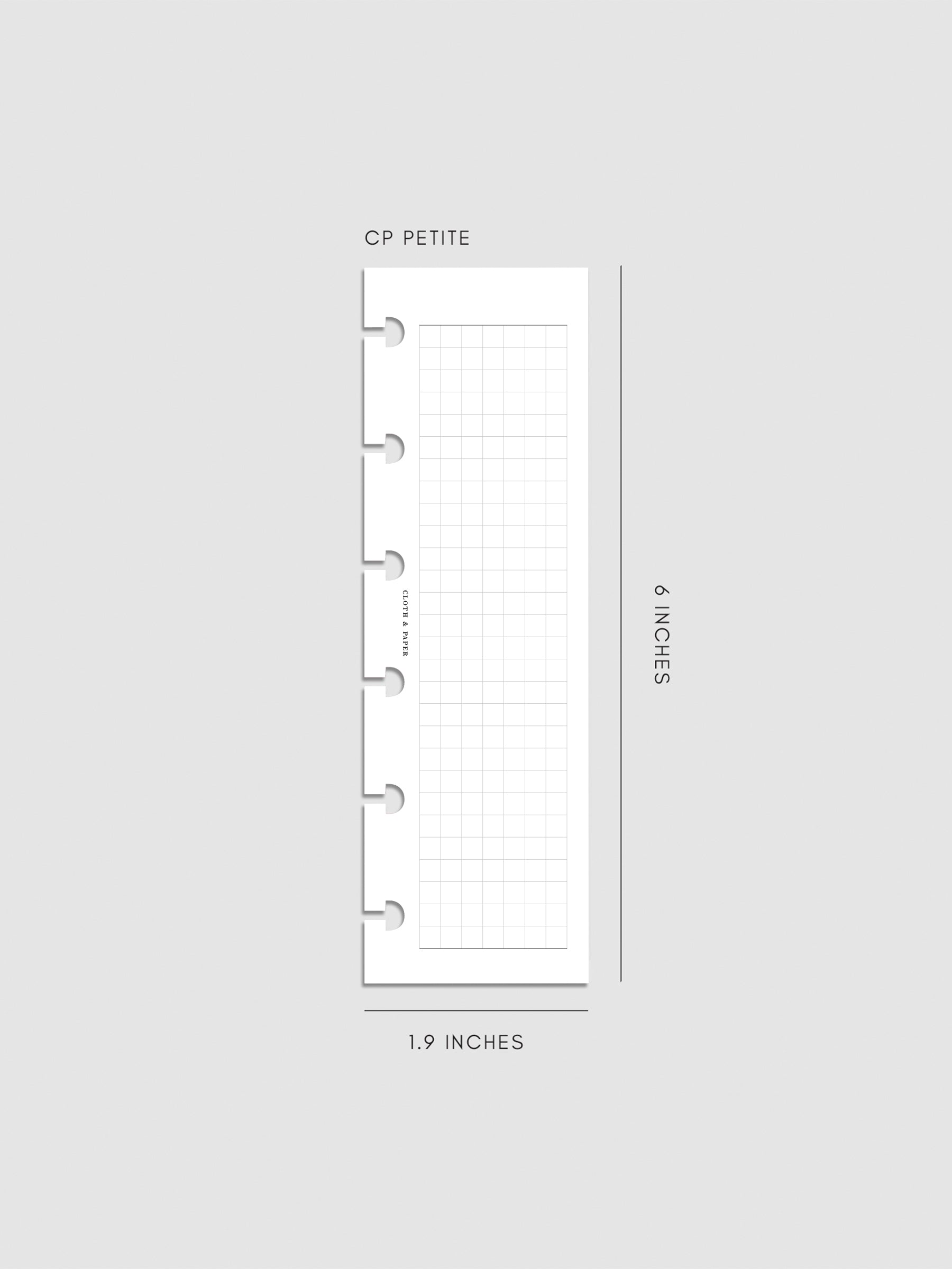 Digital mockup of the Half Page Graph Inserts in size CP Petite.