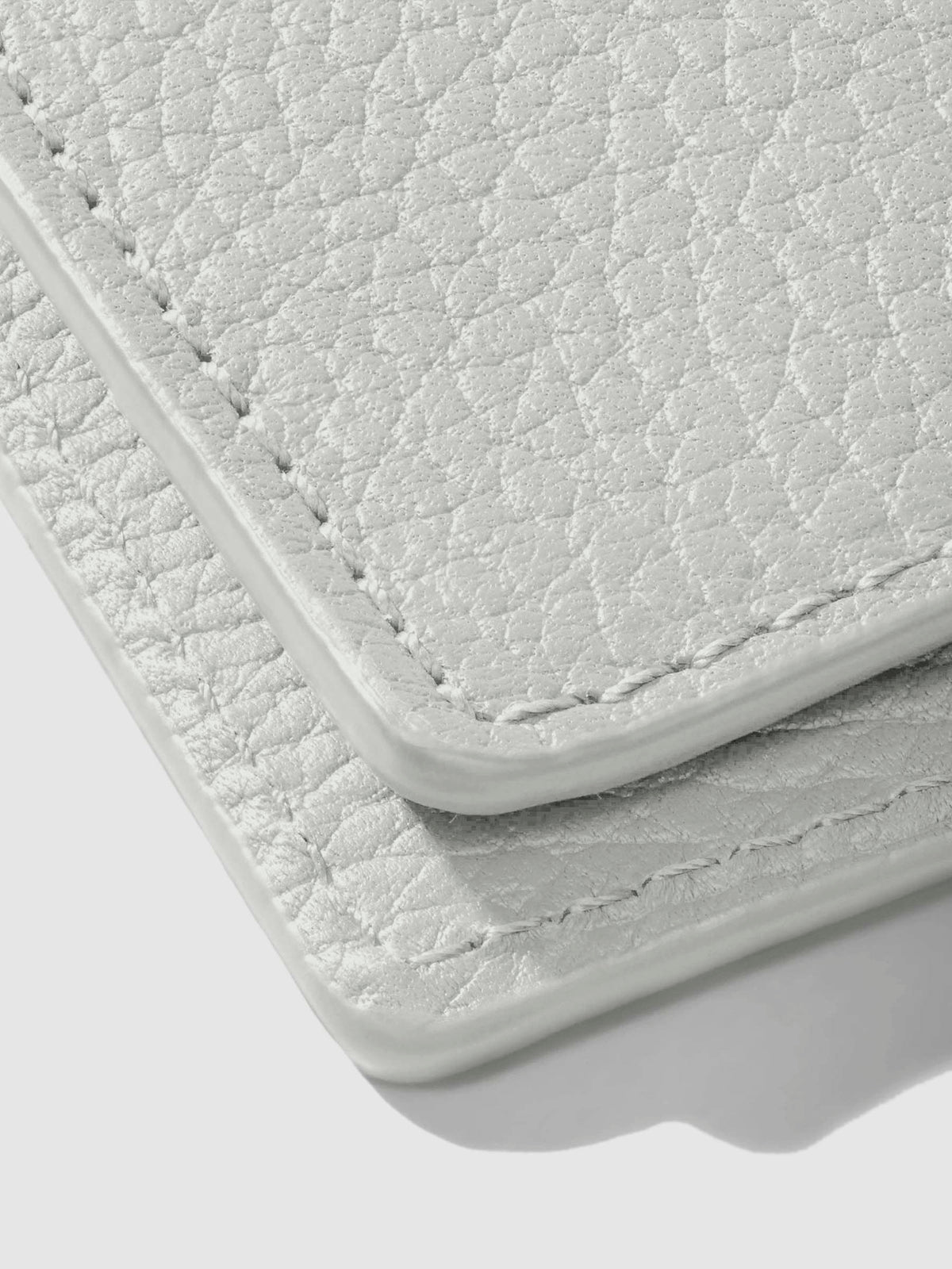 Closeup of Veleta folio showing the stitching and glazing.