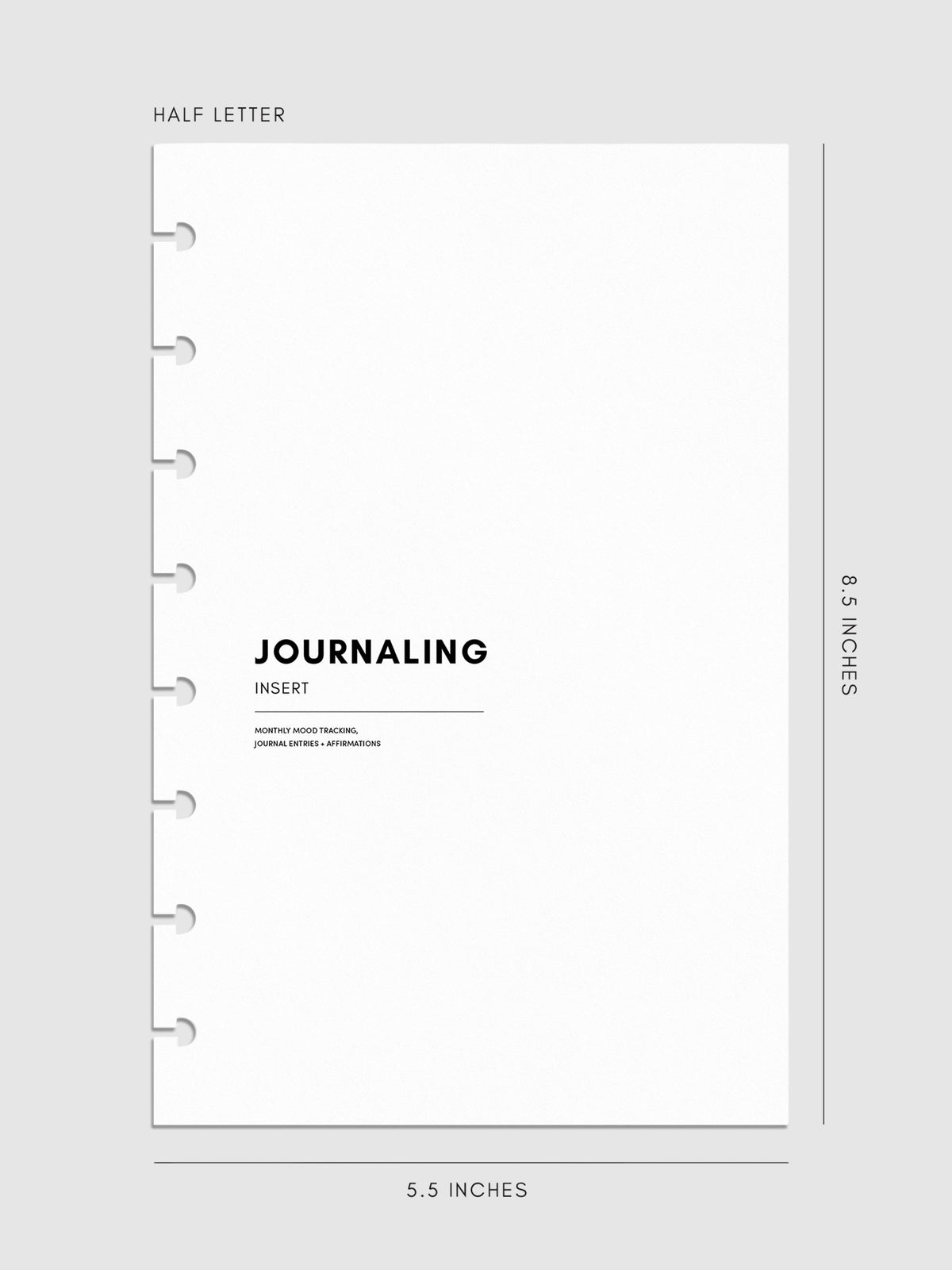 Digital mockup of insert in Half Letter sizing.
