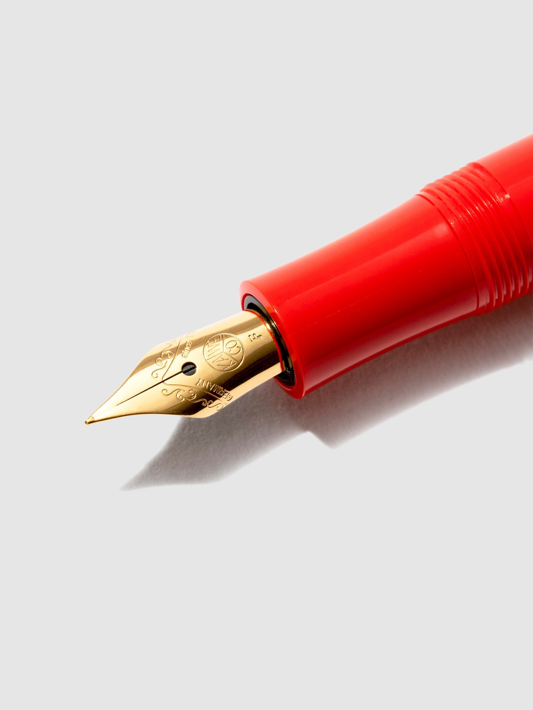 Closeup of pen nib. Size shown is fine nib.