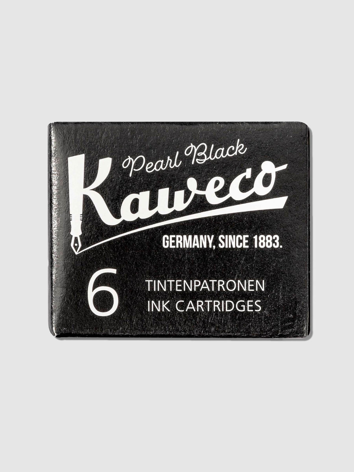 Kaweco Ink Refill Cartridge, Black, Cloth and Paper. Box of refills displayed in their packaging on a neutral background.