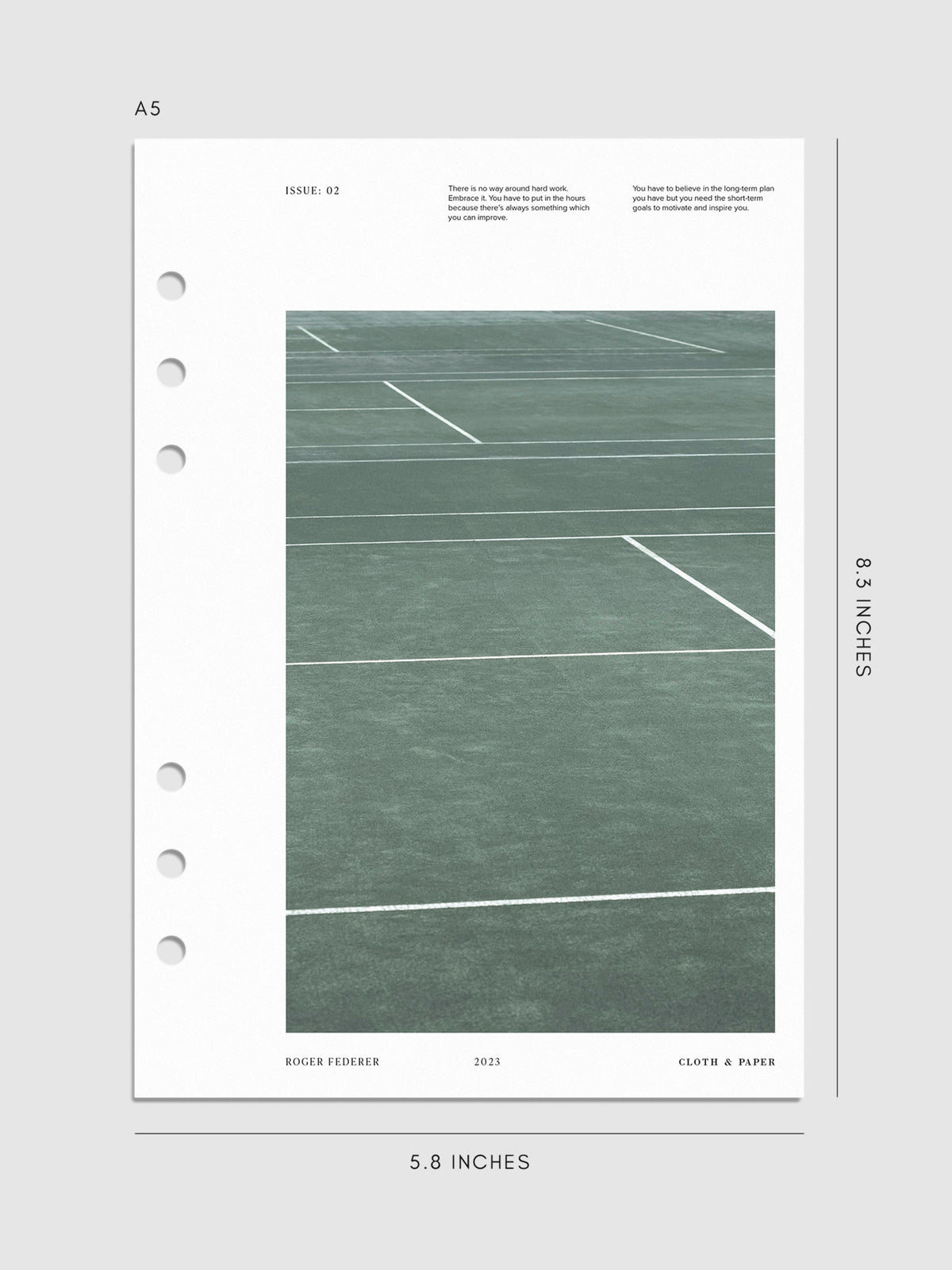 Digital mockup of Full Court dashboard in A5. 
