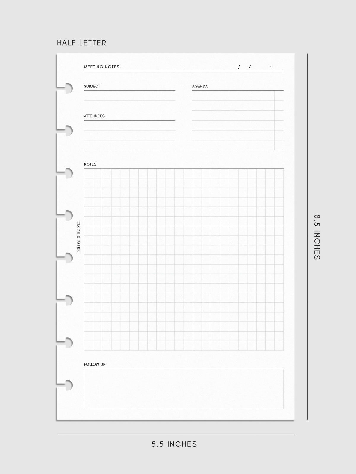 Digital mockup of inserts in Half Letter.