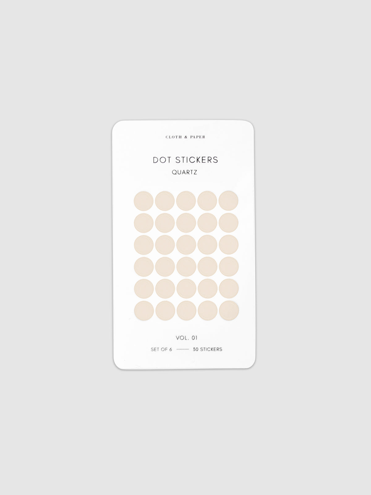 Mini Shape Sticker Set, Transparent, Quartz, Cloth and Paper. Dot sticker sheet against a neutral background.