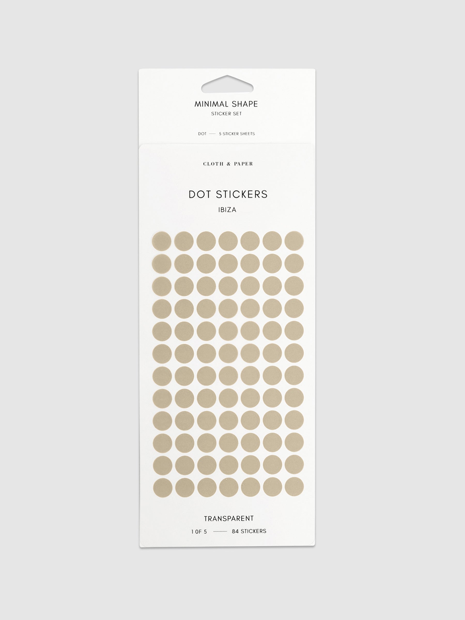 Ibiza dot stickers in their packaging on a neutral background.