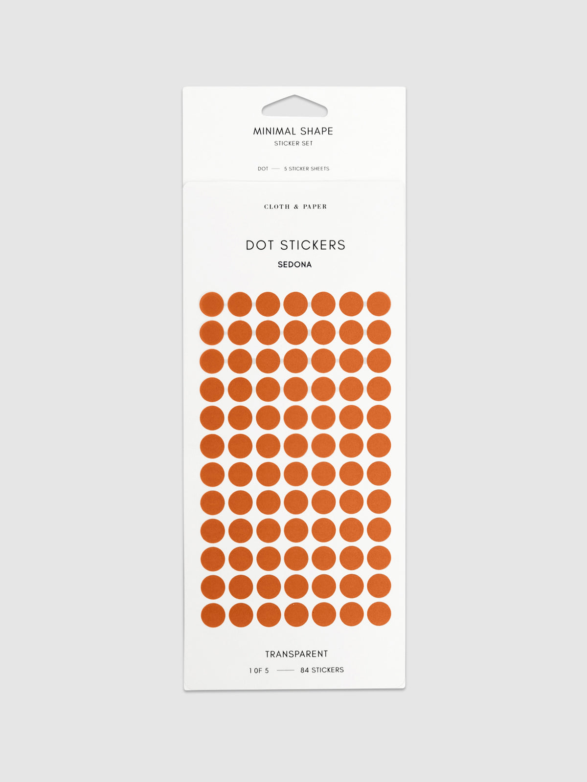 Sedona dot stickers in their packaging on a neutral background.