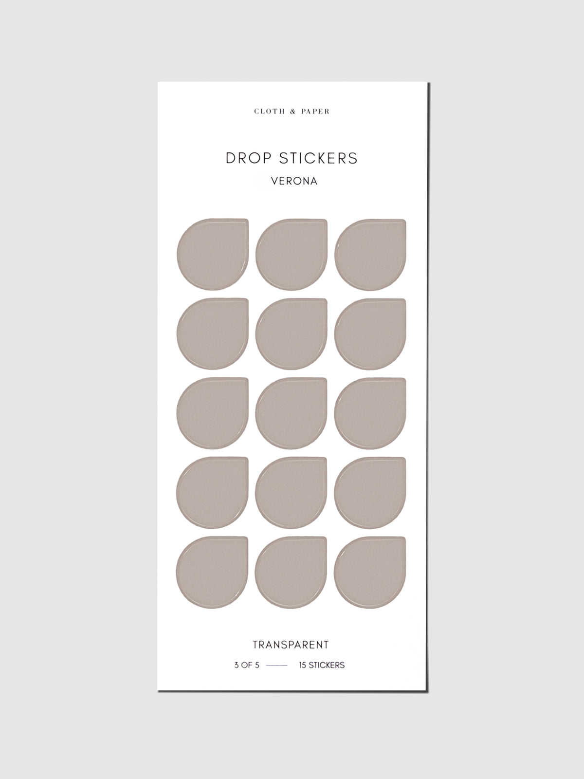 Sticker sheet displayed on a neutral background. Sticker size shown is large, color shown is Verona.