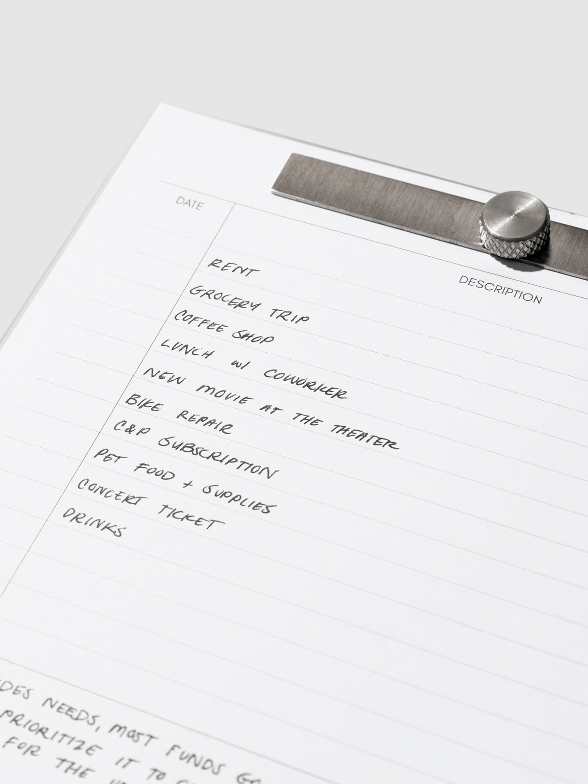 Closeup of inserts in use inside a notepad.