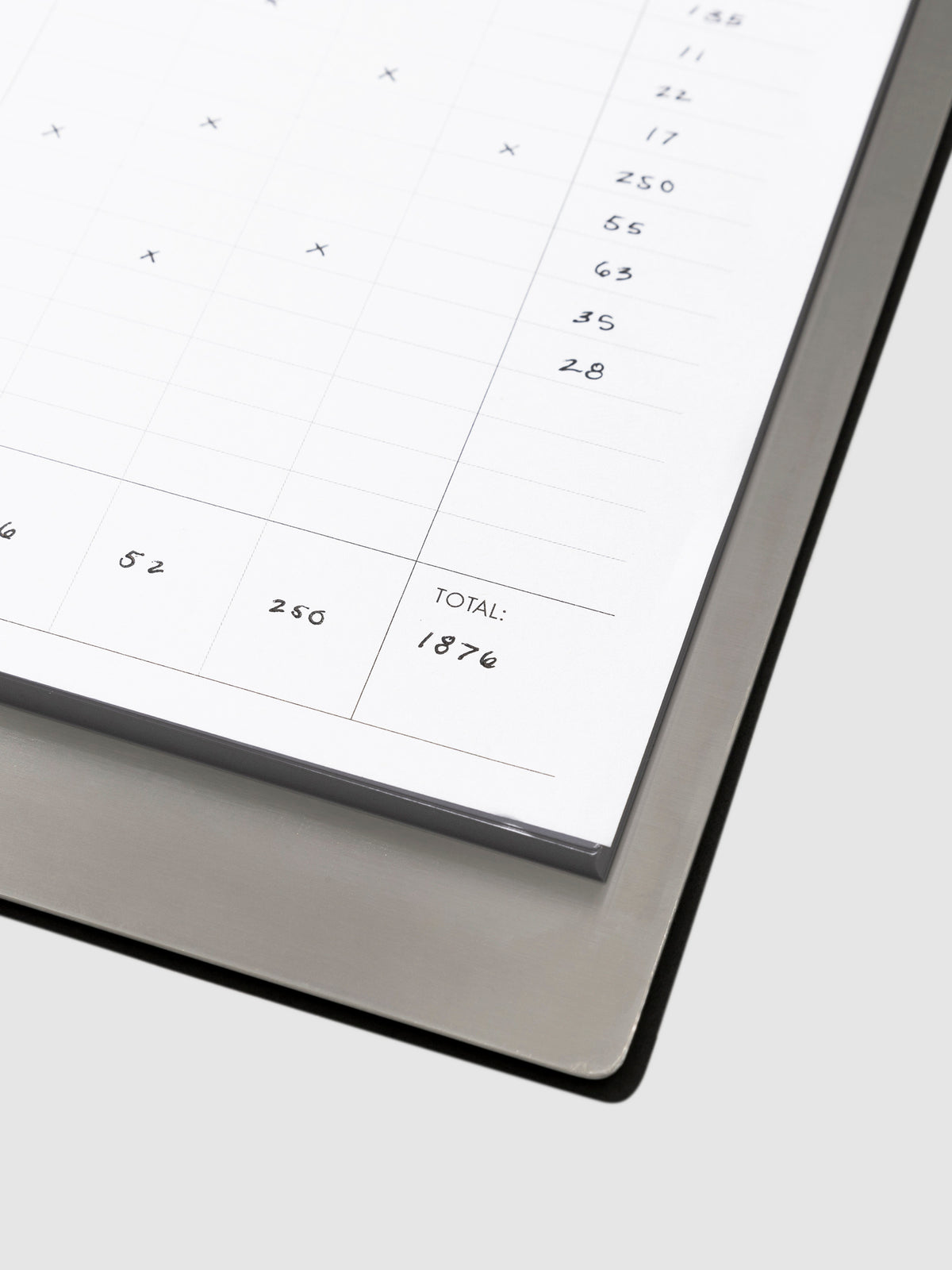 Closeup of inserts in use inside a notepad.
