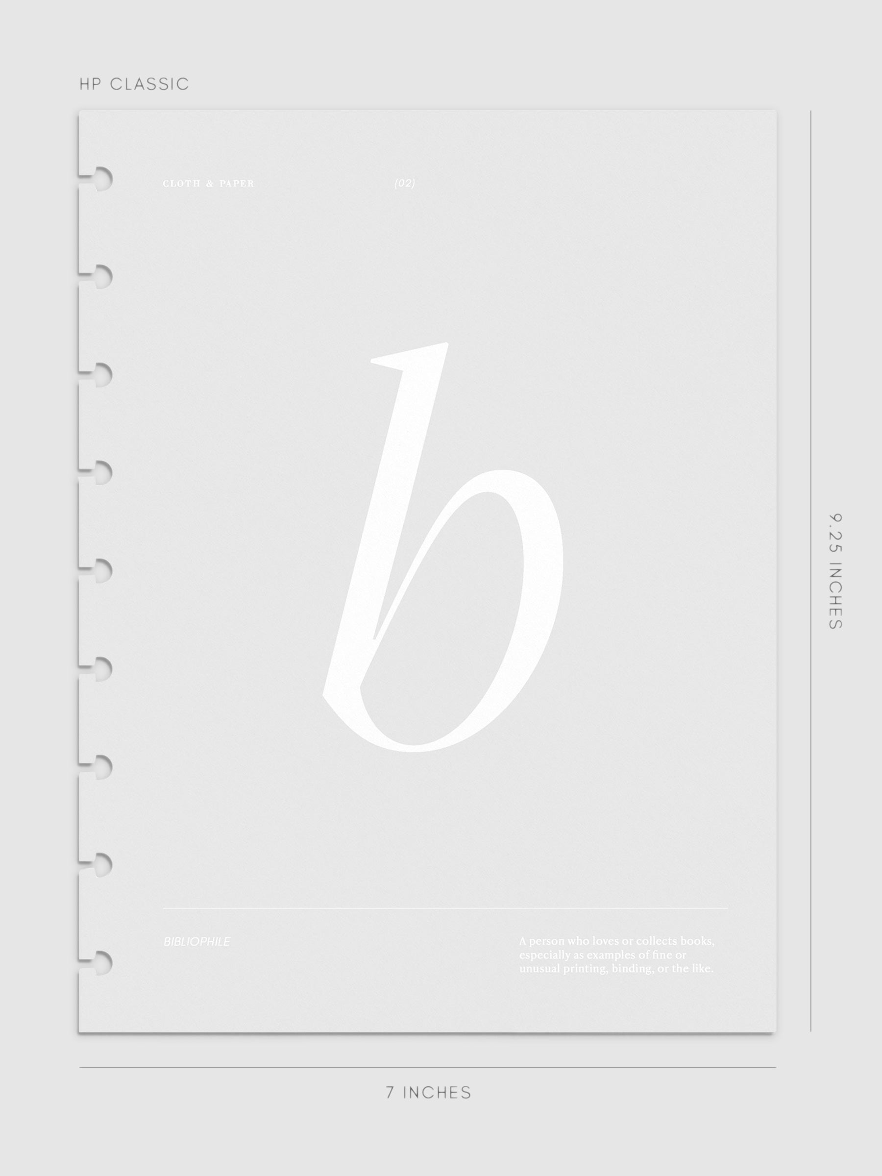 Monogram Vellum Planner Dashboard B in HP Classic displayed on a neutral background. 