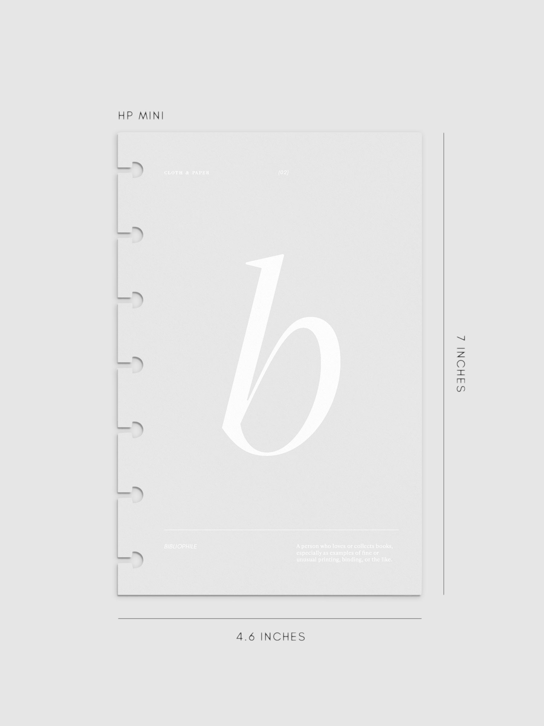 Monogram Vellum Planner Dashboard B  in HP Mini displayed on a neutral background. 