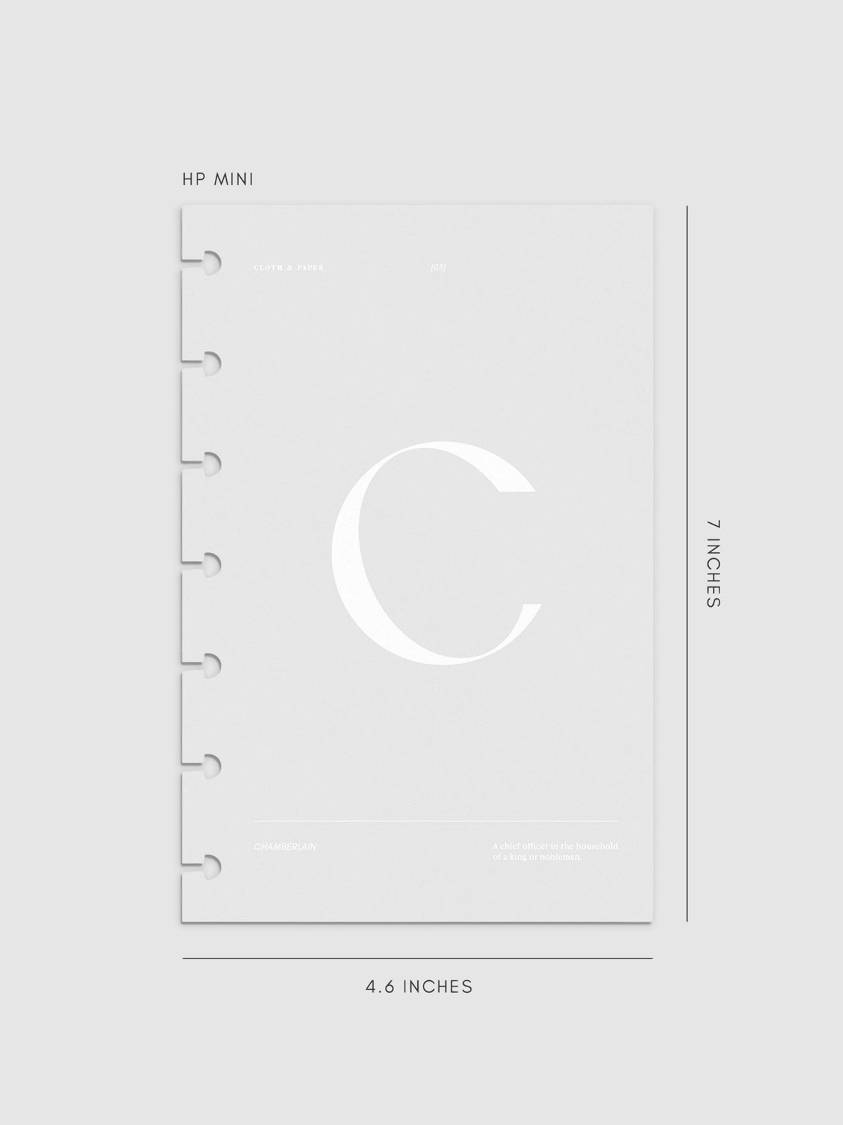 Monogram Vellum Planner Dashboard C  in HP Mini displayed on a neutral background. 