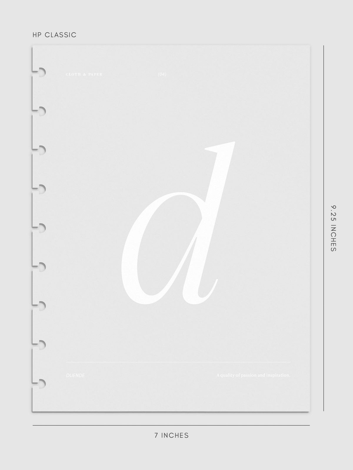 Monogram Vellum Planner Dashboard D in HP Classic displayed on a neutral background. 