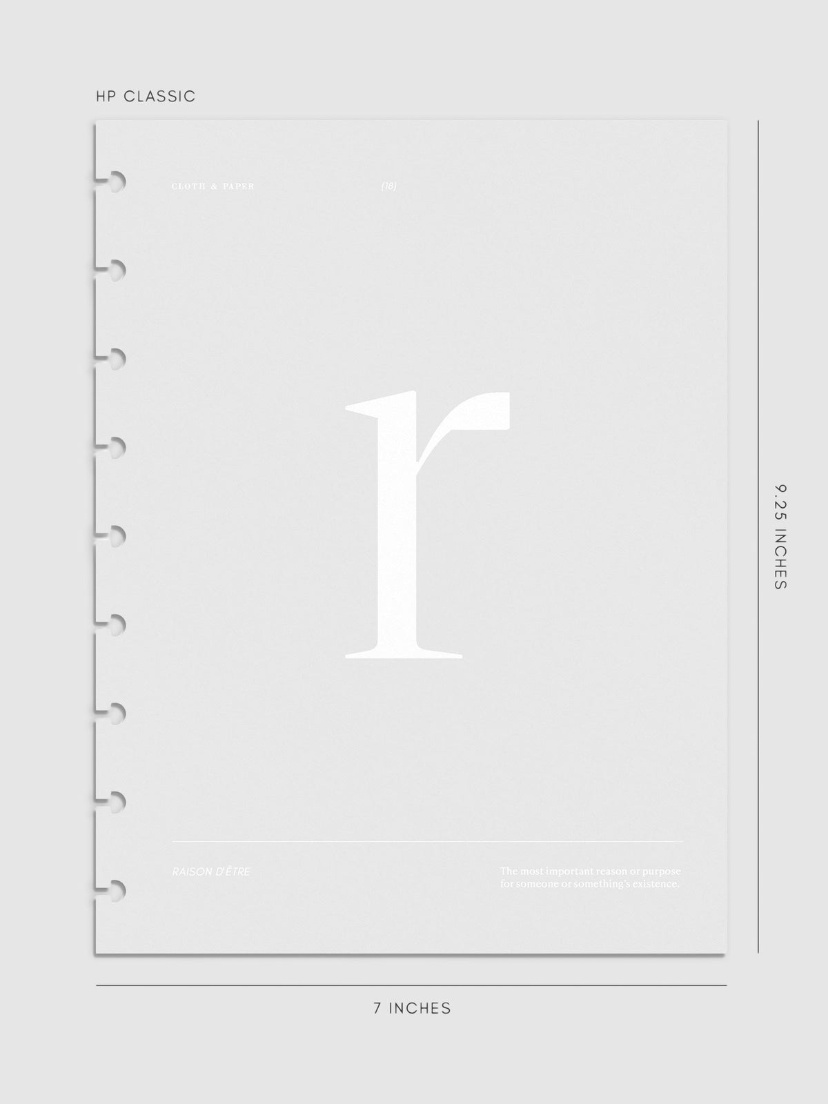 Monogram Vellum Planner Dashboard R in HP Classic displayed on a neutral background. 
