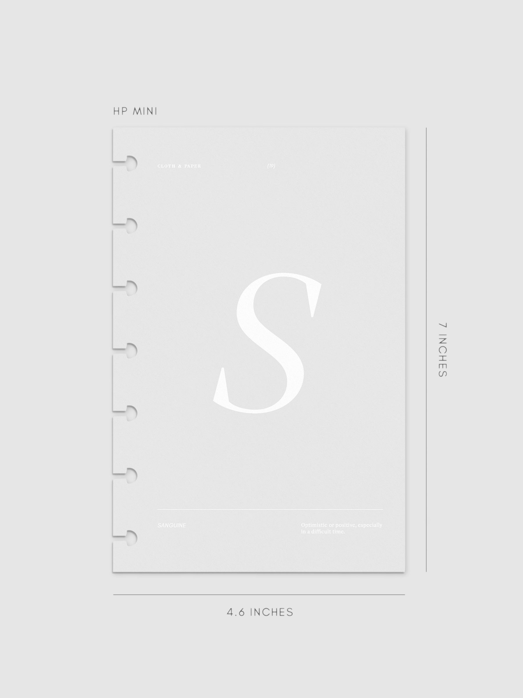 Monogram Vellum Planner Dashboard S  in HP Mini displayed on a neutral background. 