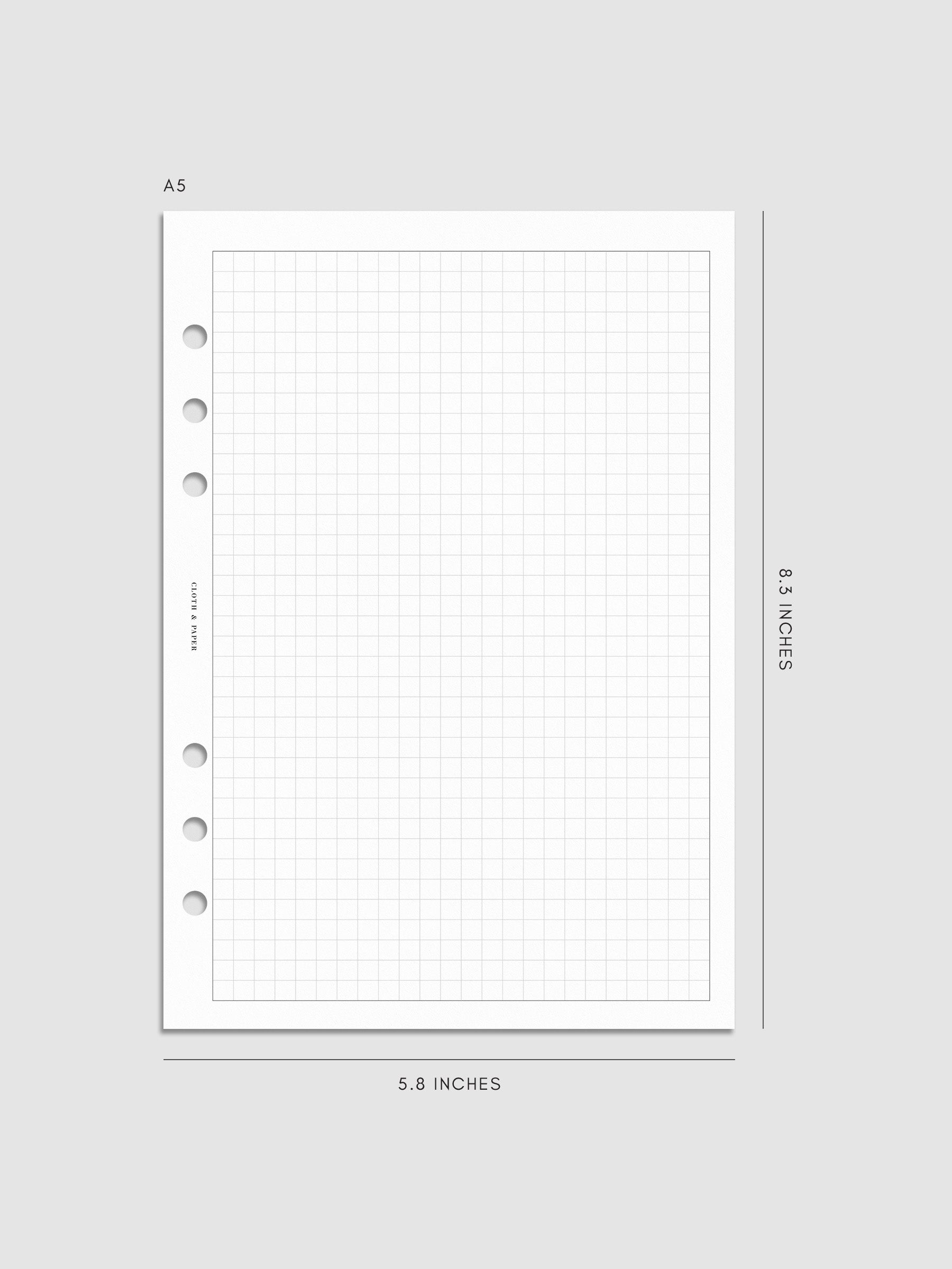 One page of Monthly Graph Planner Inserts in size A5 with graph note page.