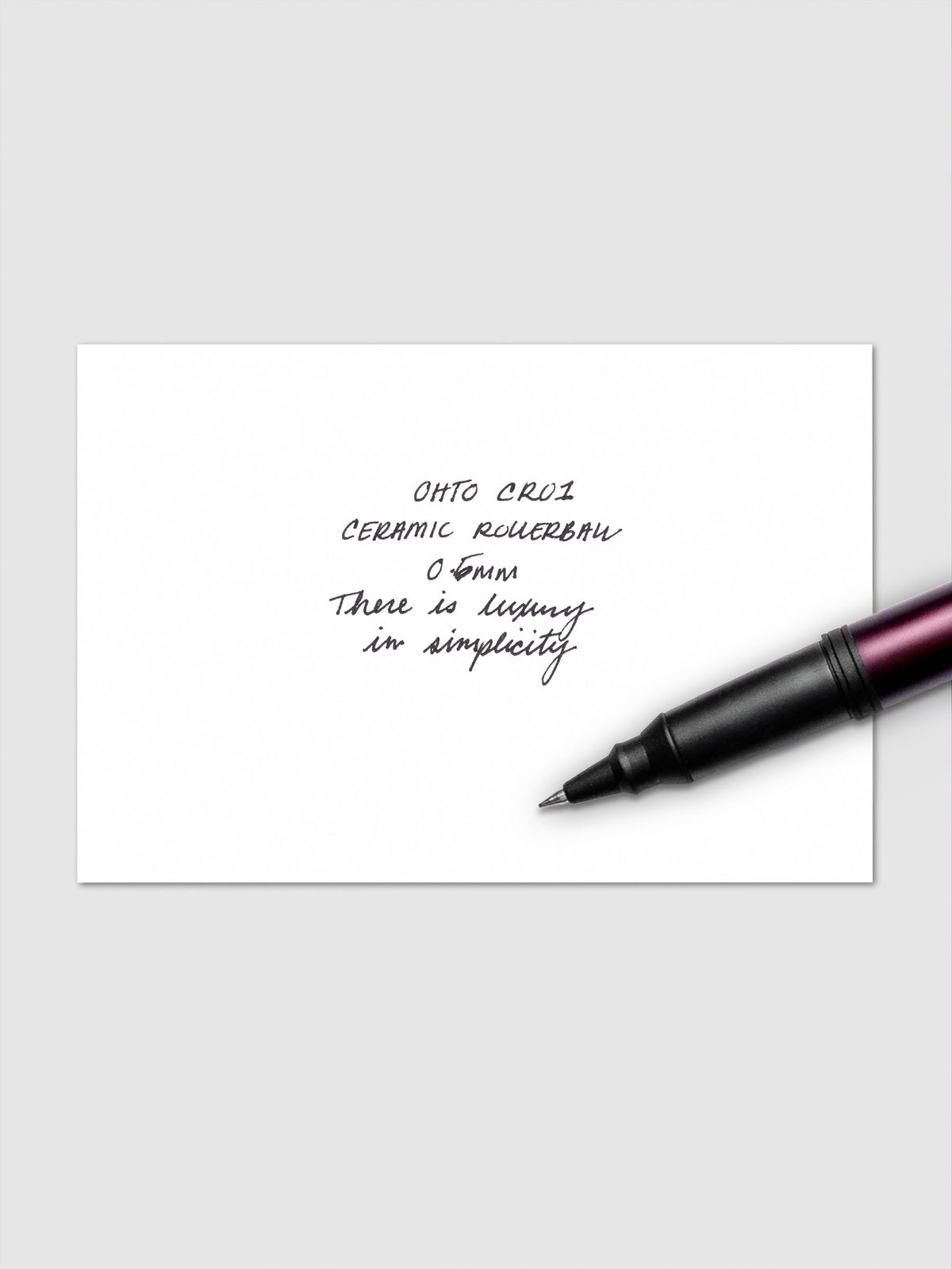 Writing sample for the OHTO CR01 Ceramic Rollerball Pen in 0.5 mm nib in the color Matte Wine.