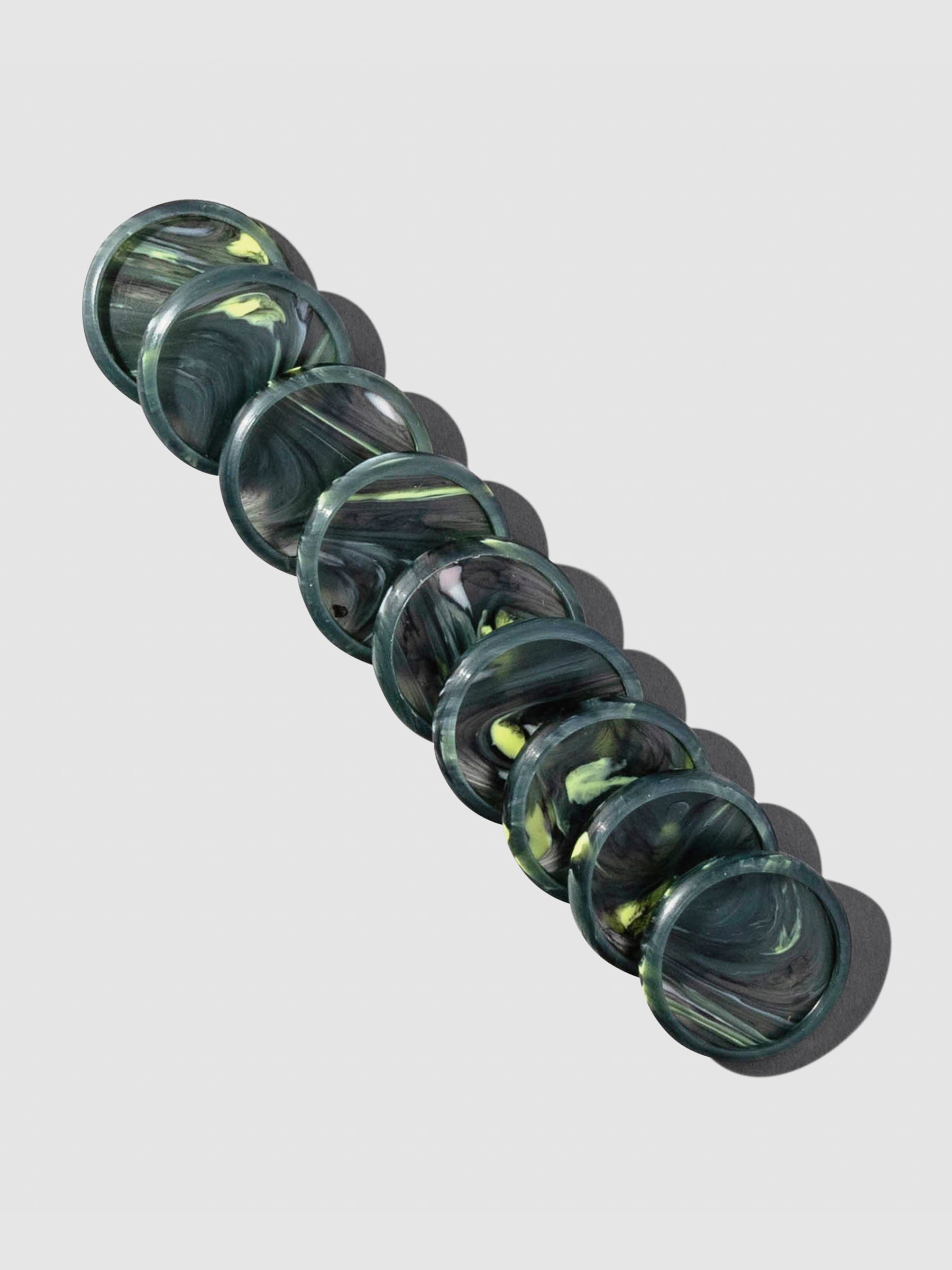 Set of nine 0.75 Inch Green Marble Planner Discs.