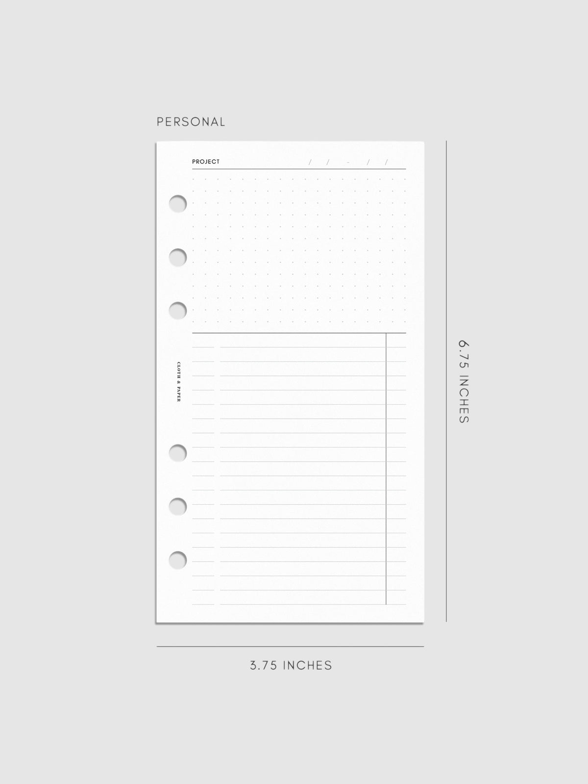 Digital mockup of insert sized in Personal. 