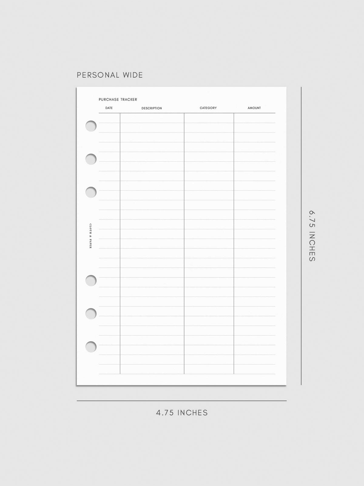 Digital mockup of inserts in Personal Wide.