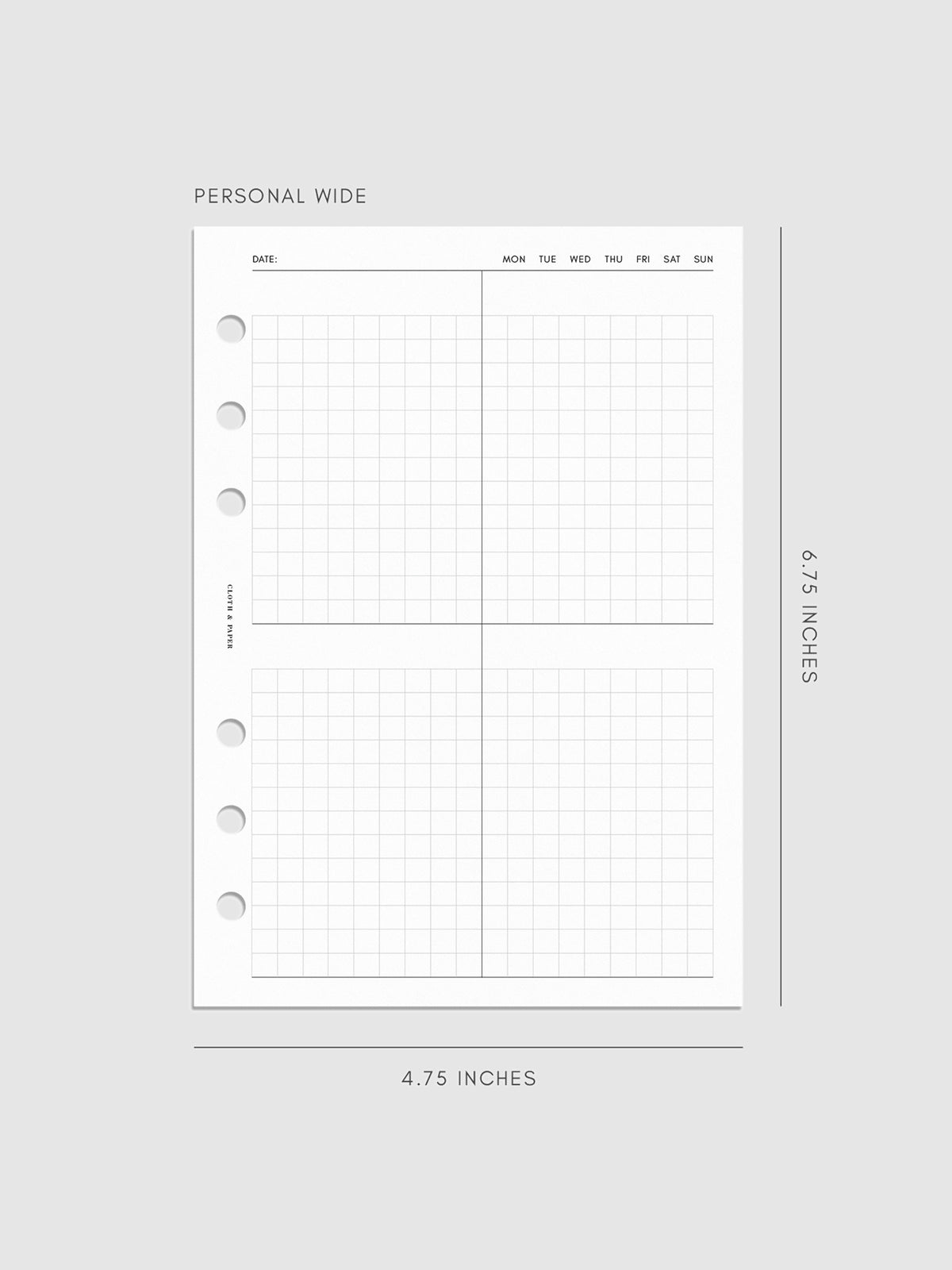 Digital mockup of inserts in Personal Wide.