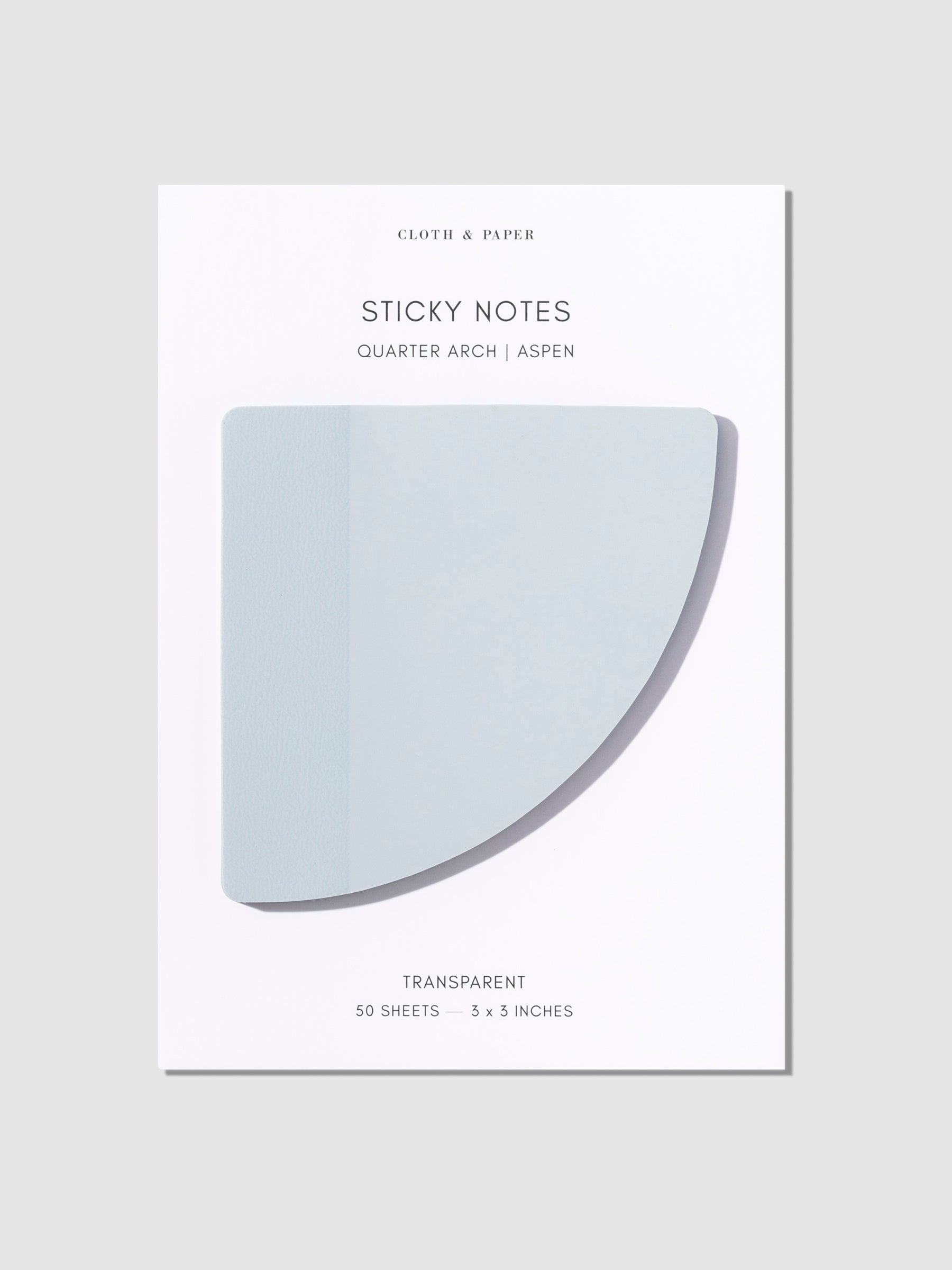 Quarter Sticky Note, Aspen, Cloth and Paper. Sticky note displayed on its backing on a neutral background.