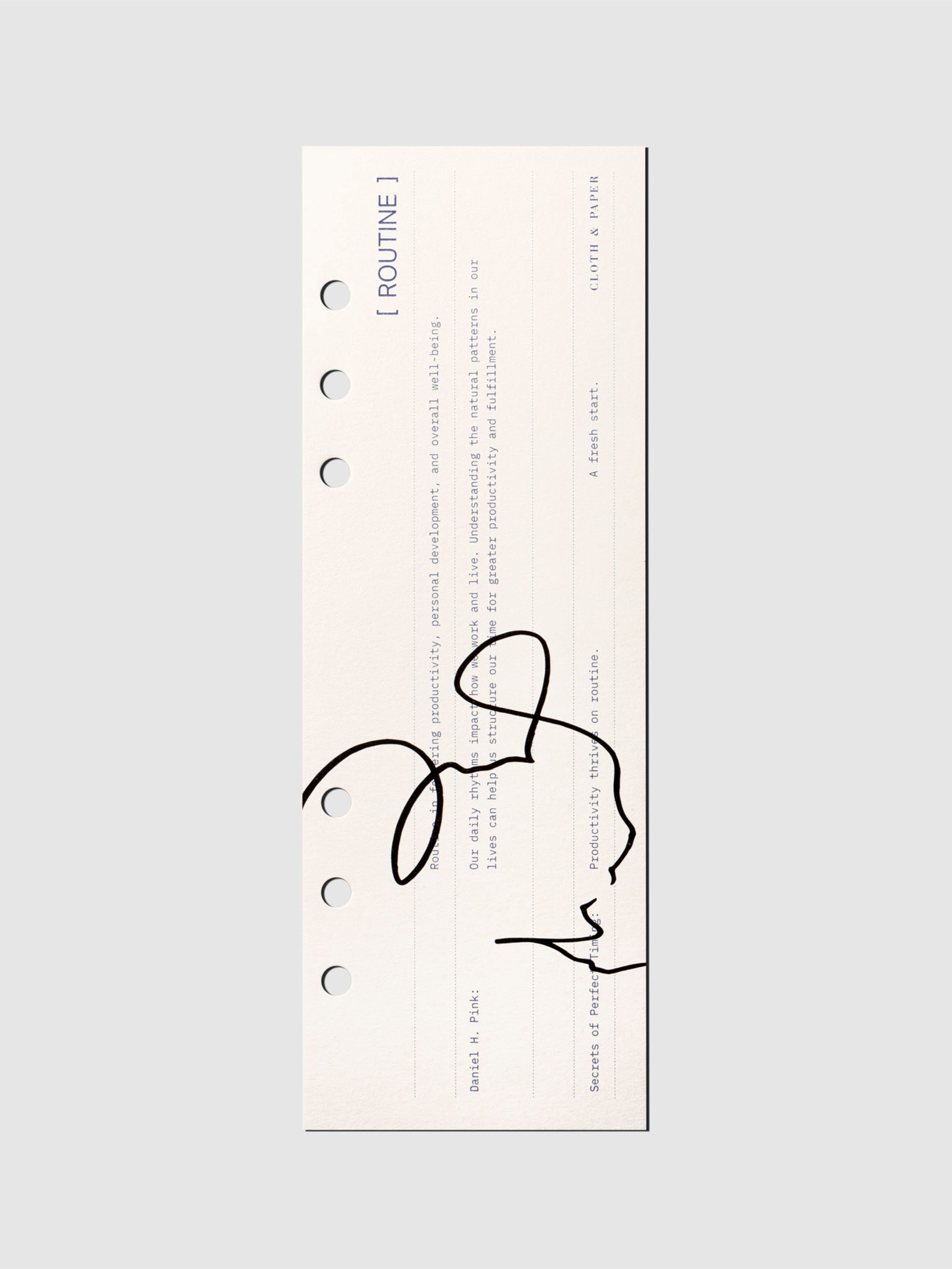 Routine Half Dashboard, Cloth and Paper. Dashboard displayed on a neutral background. Size shown is A5.