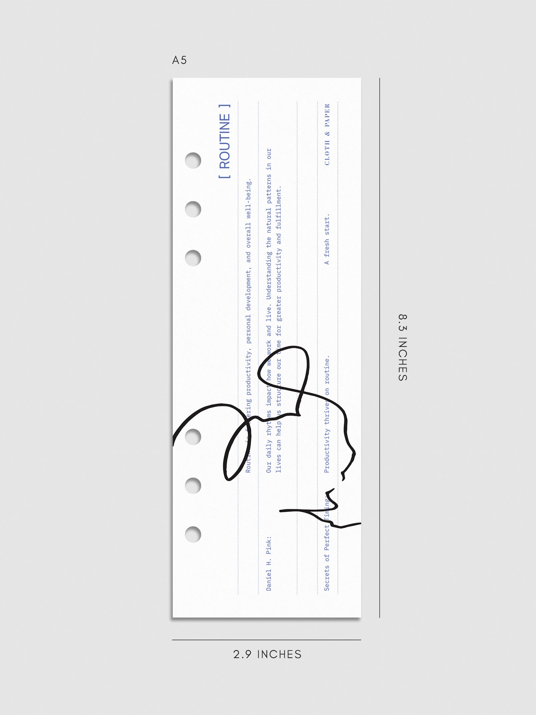 Digital mockup of dashboard displayed on a neutral background. Size shown is A5.