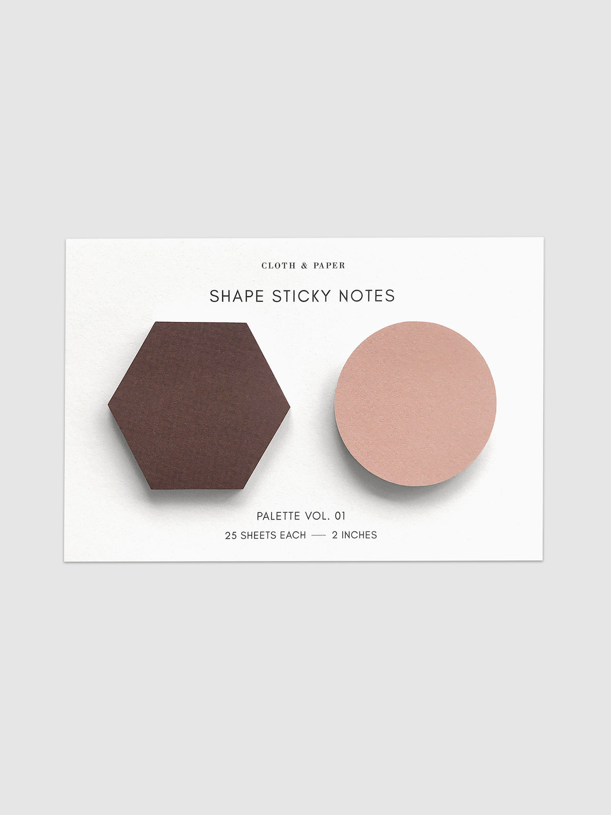 Shape Sticky Note Set, Bordeaux and Demure, Cloth and Paper. Sticky notes against a neutral background.