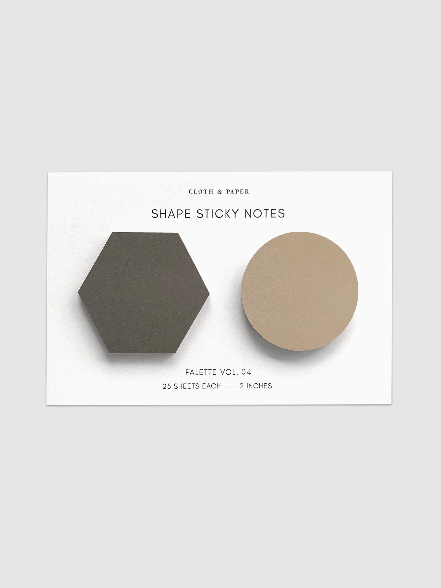 Shape Sticky Note Set, Cortado and Crepe, Cloth and Paper. Sticky notes against a neutral background.