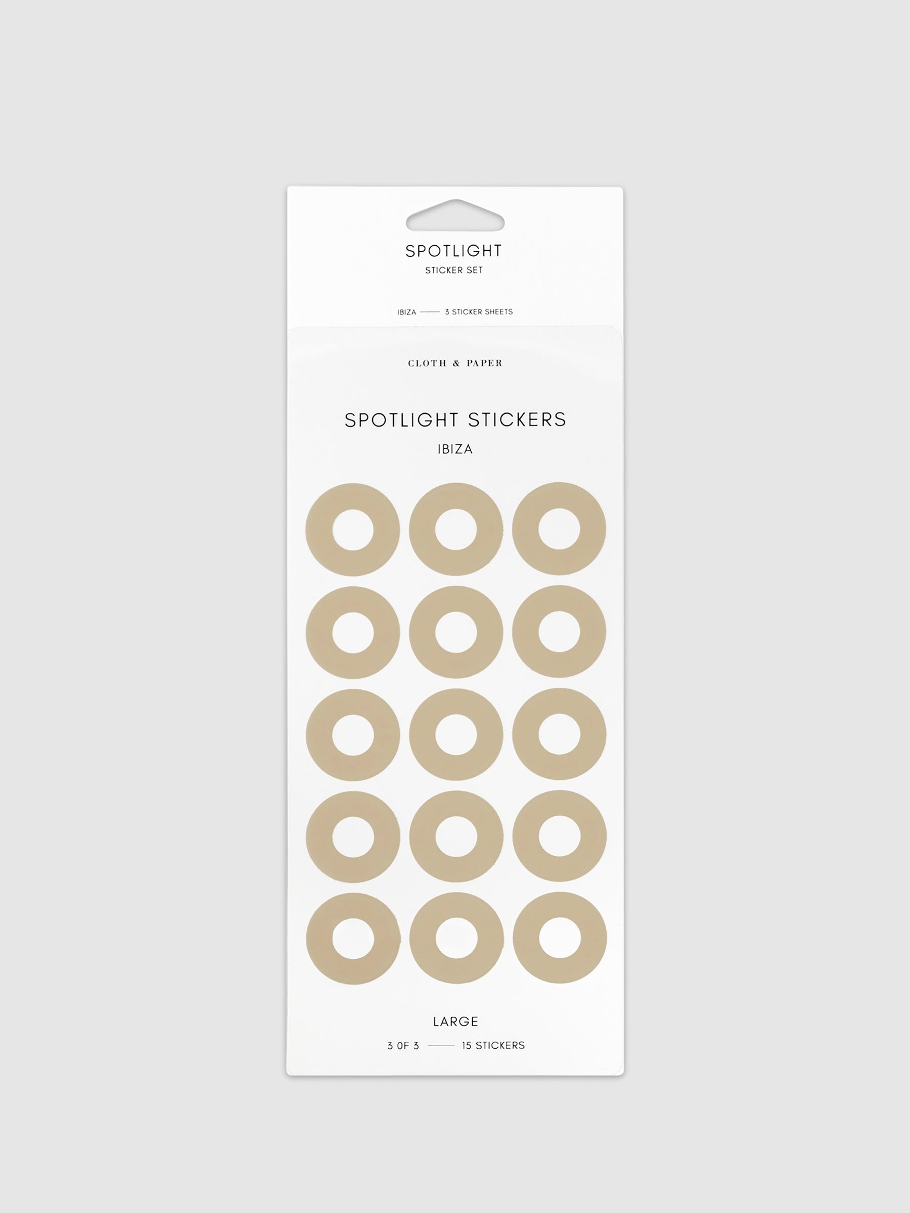 Large sticker in its packaging displayed on a neutral background. Pictured color is ibiza.