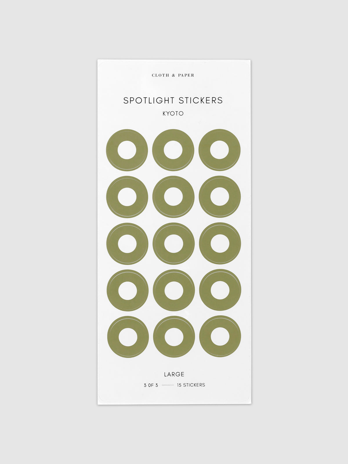 Large sticker in its packaging displayed on a neutral background. Pictured color is kyoto.